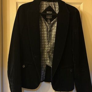 Lucky Brand Black Velvet Blazer with Patterned Lining